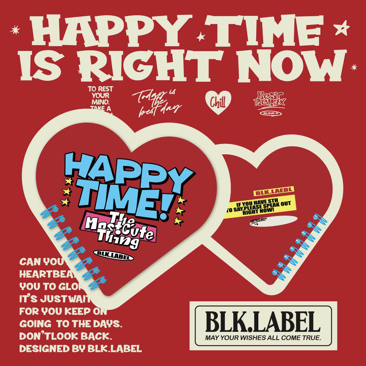 Blanklabel红色爱心形线圈迷你随身本装饰日程手帐拼贴笔记本记事