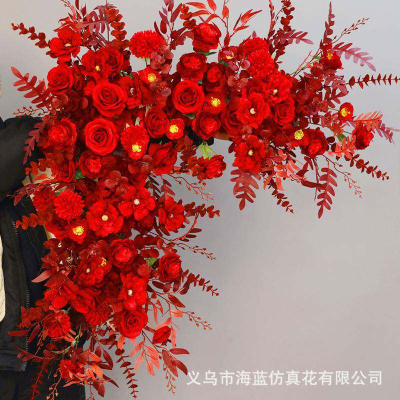 拐角仿真花婚道庆具铁仿真路引拐角花花背景架拐角花艺花几何屏风