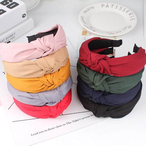 Wide Top Knot Hair Bands For Women Headdress Solid Color Clo