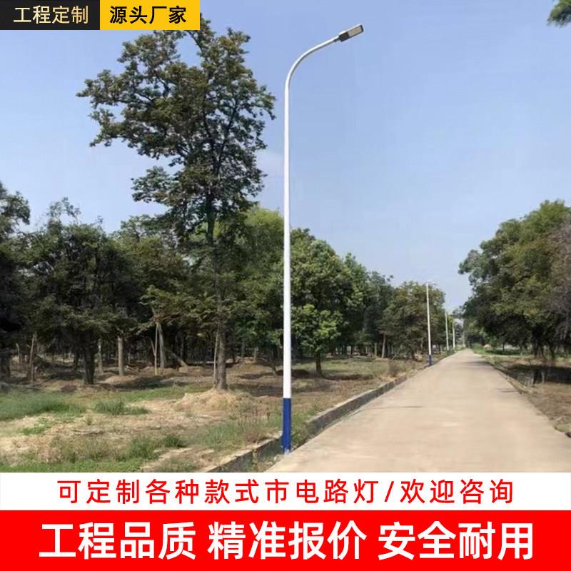 自弯臂路灯市电户外led市政工程道路灯6米7米8米新农村单臂路灯杆