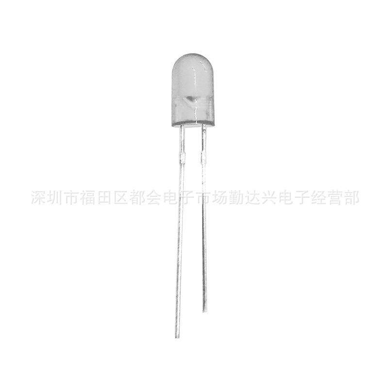 F5无边白发蓝圆头5mm蓝光蓝灯珠高亮直插件led灯珠发光二极管