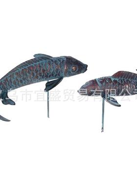 夜光庭院鱼摆件仿铜树脂装饰品仿真锦鲤插牌花园设计摆件装修