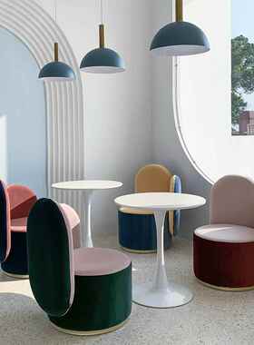 LCA43休闲小沙发卧室少女梳妆凳奶茶店仙人掌圆凳阳台沙发