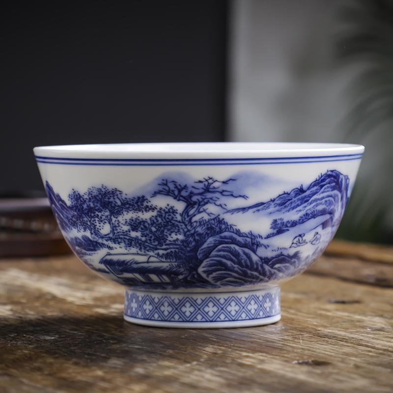 景德镇陶瓷餐具青花瓷碗家用健康釉下彩米饭碗粥碗加厚面碗大号