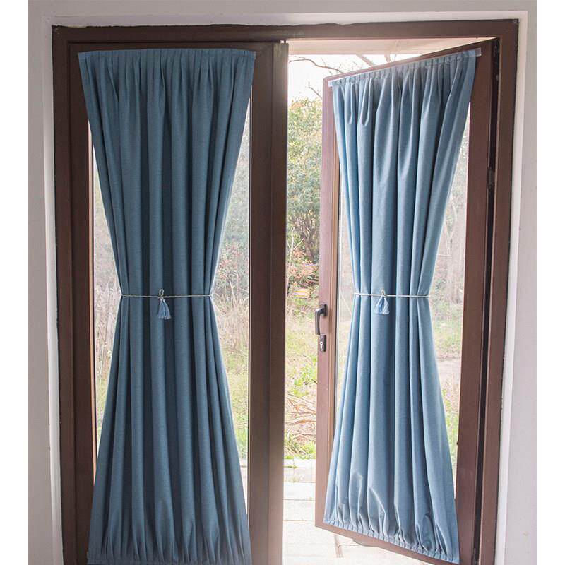 窗帘2024新款遮阳光棉麻百叶飘窗卧室魔术贴简易玻璃门内开窗隔热