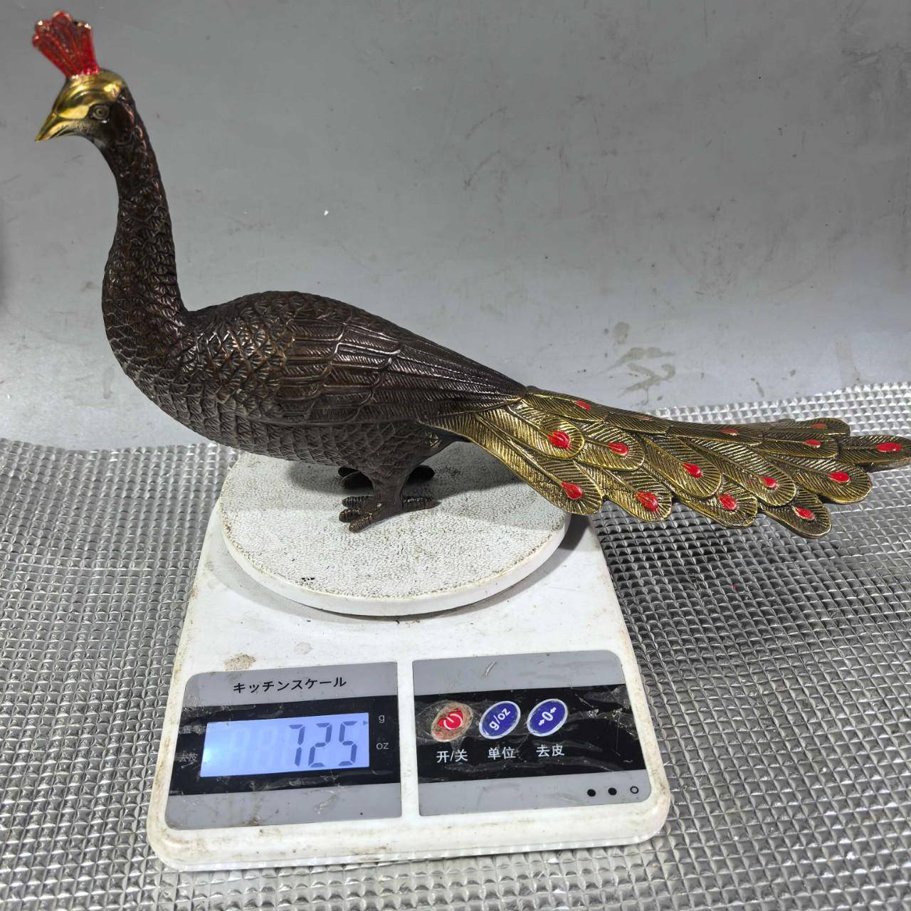仿古仿铜鎏金紫铜色孔雀创意家居摆件古玩收藏铜动物孔雀摆设道具