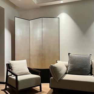 网红款可定制银箔做旧屏风客厅移动折叠沙发背景墙可绘制图案