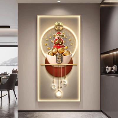 发财麋鹿画玄关户装饰聚进NAF宝盆走廊尽头挂画轻奢招财宝入带灯