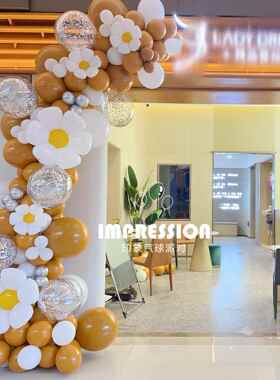 店铺门头开业周年庆爱马仕橙色气球链套餐喜庆场景装饰氛围布置