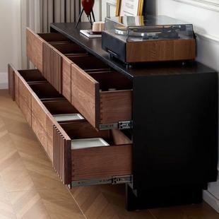 北美DSG 824黑胡桃木全实木电视柜现代简抽约柜厅客小户型屉斗收