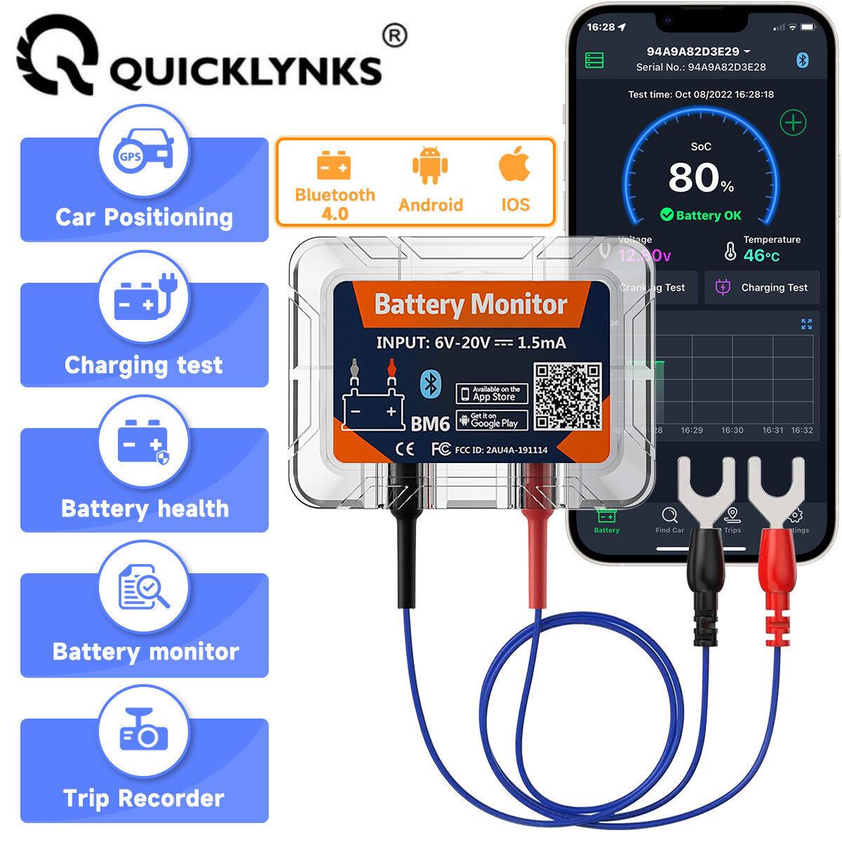 QUICKLYNKS BM6 car Battery tester电池电检测仪蓝牙GPS track