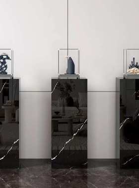 大理石雕塑摆台底座岩板玄关电视柜旁边落地客厅花架摆件底基座台