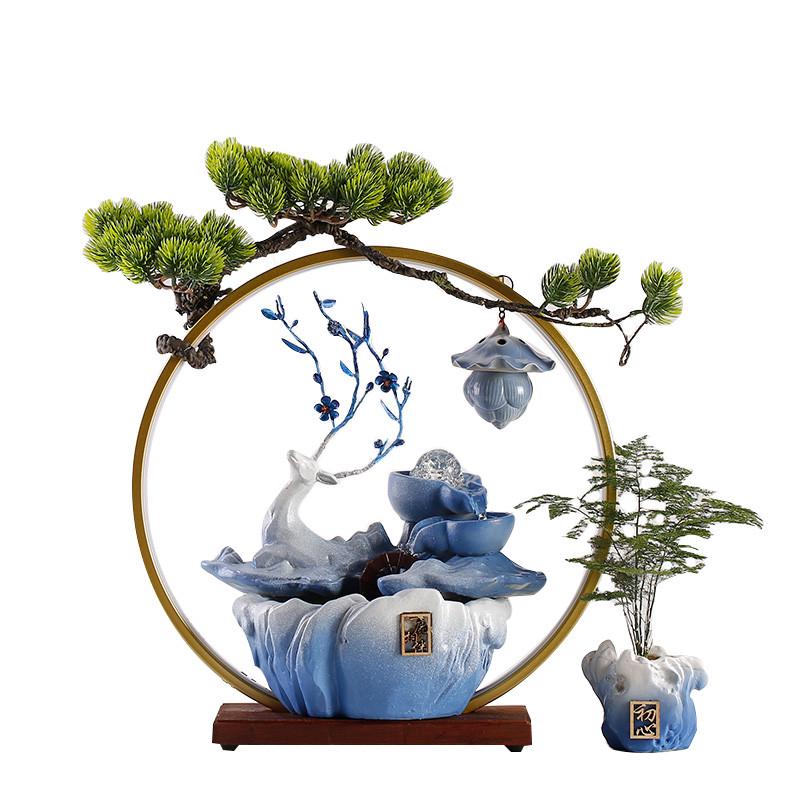 招财流水生财摆件客厅装饰创意鹿办公室桌面循环水车乔迁开业礼品