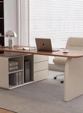 奶油风桌极现简代书书房转角电脑轻办381公桌法式轻奢家用写字台