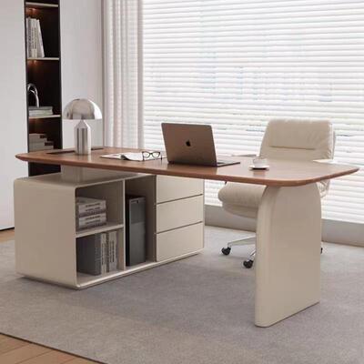 奶转油风书桌极现公代简书房角电脑办桌法式VME轻奢家用写字台轻