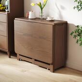 实木折叠餐桌家用小户型原木风桌子长方形饭桌胡桃色可伸缩餐桌椅