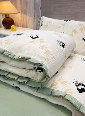 类纯a棉纱四件套被套单件双层全棉JOZ皱皱纱儿童幼园儿花边布小被