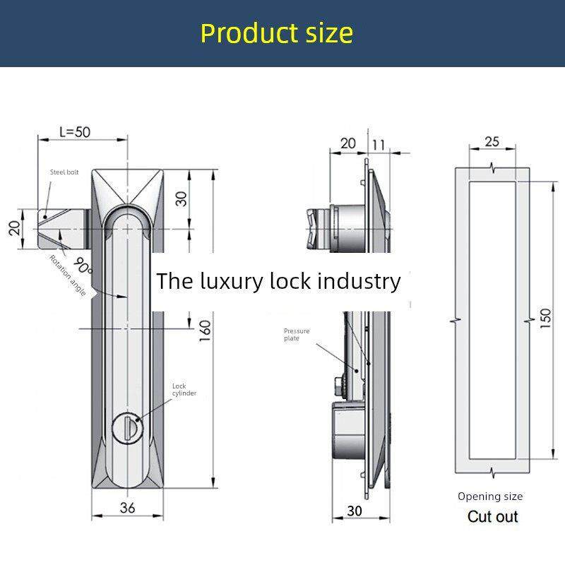 工业机柜天地连杆锁网络机柜门锁配电箱开关控制柜上下拉杆把手锁