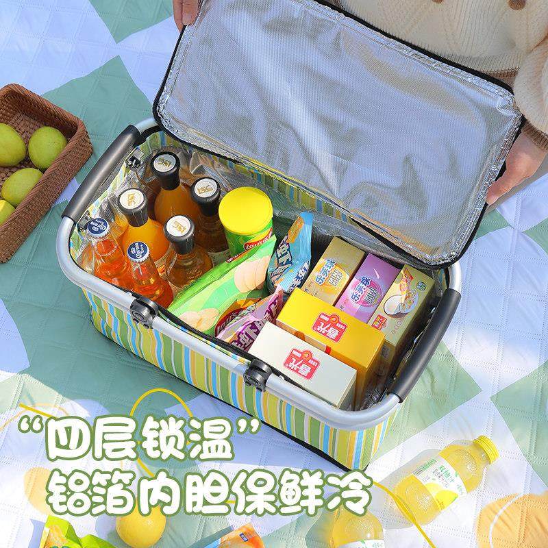 防水野餐篮户外保鲜冷藏箱冰包折叠保温篮手提外送箱送餐箱购物篮,收纳整理,购物篮,淘宝优惠券,粉丝福利购,淘宝优惠卷
