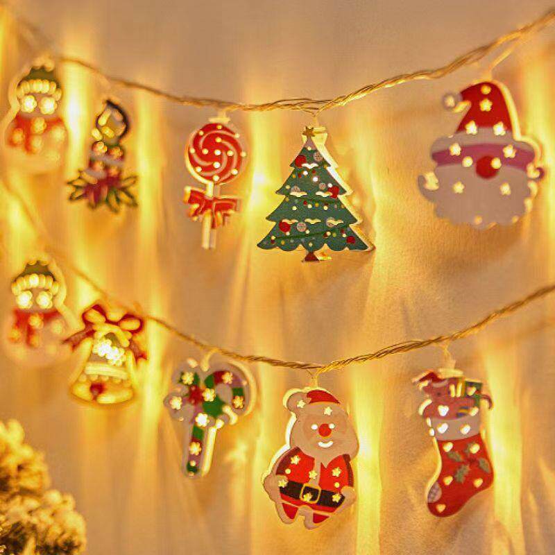 圣诞节装饰灯光氛围灯卧室圣诞树老人雪花小鹿满天星铁艺灯串