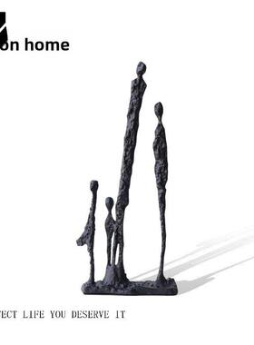 现代抽象四口之家艺术雕塑饰品样板房电视柜客厅入口书房铁艺