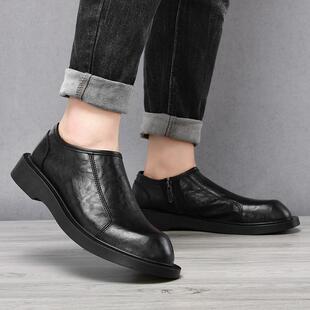 正品商务皮鞋皮男款休秋季软面真加英绒伦风闲潮牌西装鞋子男士新