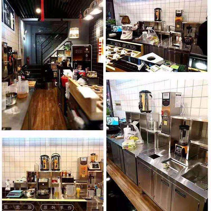 商用奶茶店设备全套不锈钢操作台冷饮冷藏双温饮品店工作台水吧台