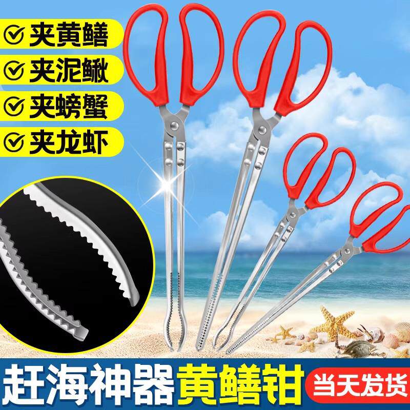 不锈钢黄鳝夹子鳝鱼夹泥鳅螃蟹钳子防滑防脱抓捉工具赶海神器装备