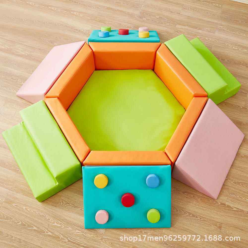 早教幼儿园多边形球池组合幼儿元软包软体滑梯爬滑体能组合积木池