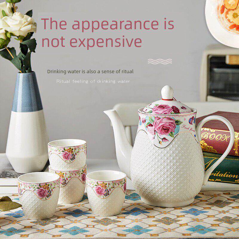 欧式茶壶冷水壶陶瓷大容量单壶耐高温凉水壶景德镇水杯茶具套装