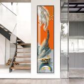 9V7T轻奢风窄长条玄关饰画新中式 竖楼梯过道客装 细柱厅89045墙面