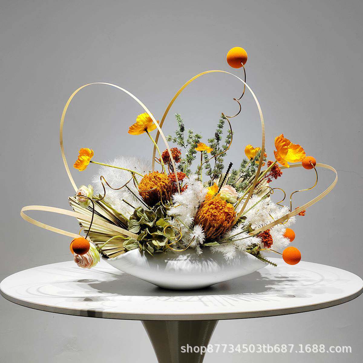 新中式仿真花艺假花摆件设简约现代客厅电视柜玄关餐桌家居装饰品