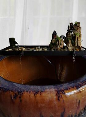 型陶瓷鱼缸F87MS5H5摆件循环流过滤养鱼配件大石磨假山喷泉庭院水