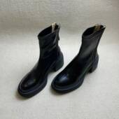 春季 内增高复古圆头高跟短靴女2026秋冬新款 小个子粗跟厚0128ed