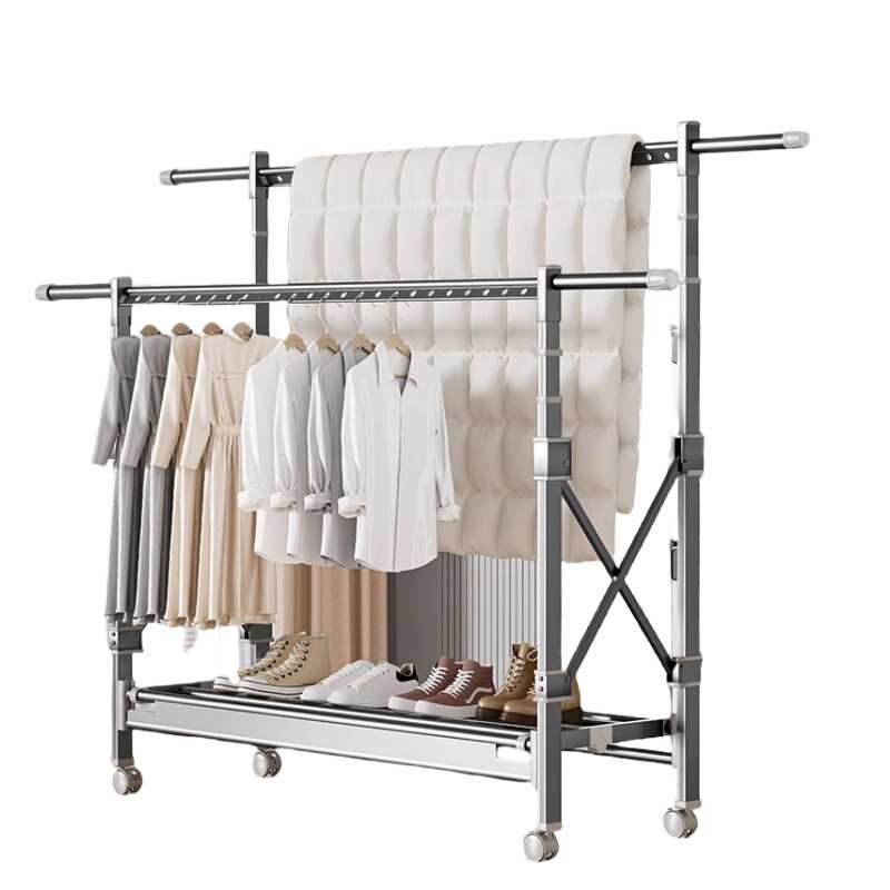 晾衣架落地挂衣架折叠室内双杆式阳台家用晒衣架户外凉衣服杆架子