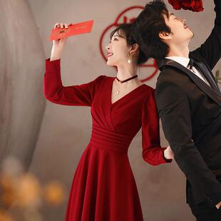 敬酒服新娘小个子2025新款春季结婚礼服订婚回门平时可穿洋装女