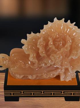 玛瑙黄百财聚来白菜摆件新中式摆件客厅电视柜酒柜桌面家居装饰品