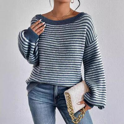 Women'S Casual Off-Shoulder Pullover Sweater, Knitwear, &