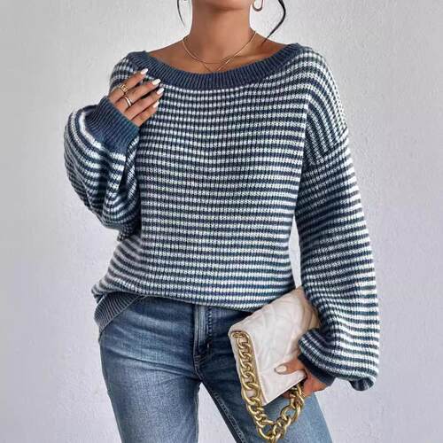Women'S Casual Off-Shoulder Pullover Sweater, Knitwear, &