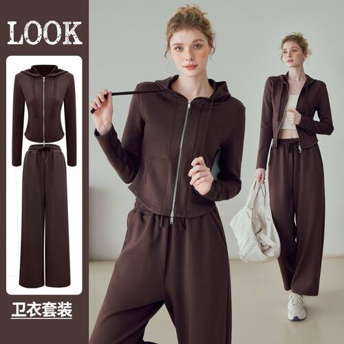 Sports suit, women's thick warm hooded yoga jacket,