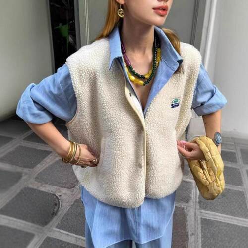 Women's sleeveless fur vest top, women's vest jacket