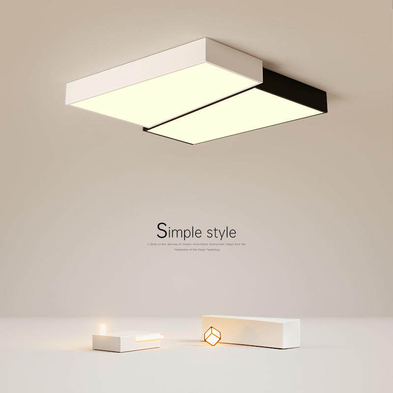 卧室灯LED吸顶灯北欧客厅主灯简约现代黑白极简方形房间书房灯具