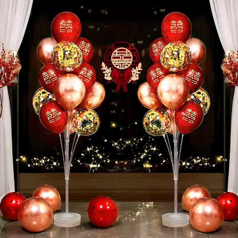 结婚气球立柱布置订地支飘架房客厅场987681婚景新房路引婚庆婚用