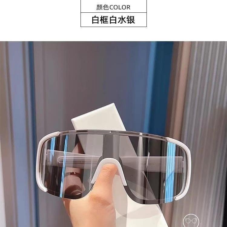 韩版春夏季连体片墨镜女大脸防风骑行眼镜男潮反光运动护目滑雪镜