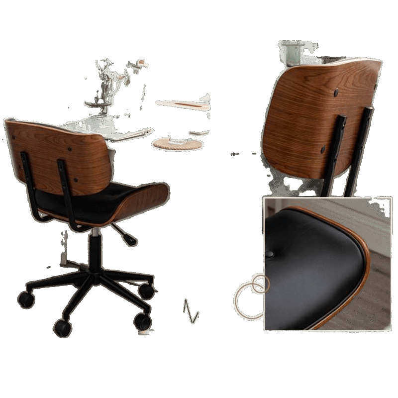 轻奢简约电脑椅久坐可升降旋转职员办公椅家用舒适实木小型书房椅