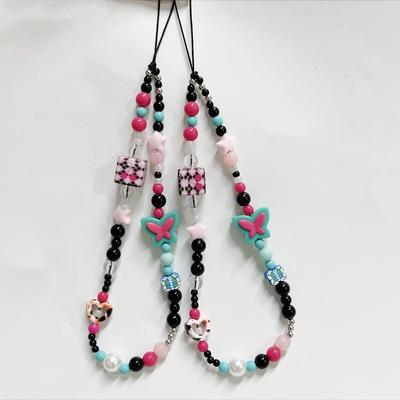 手工原创ins粉色千禧风yK甜美辣妹手机链CCD相机挂绳串珠挂饰件