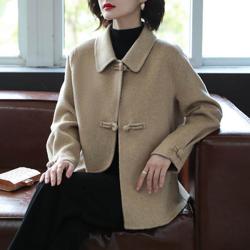 中年妈妈秋装2025新款双面呢外套中老年女装春秋冬季洋派羊绒大衣