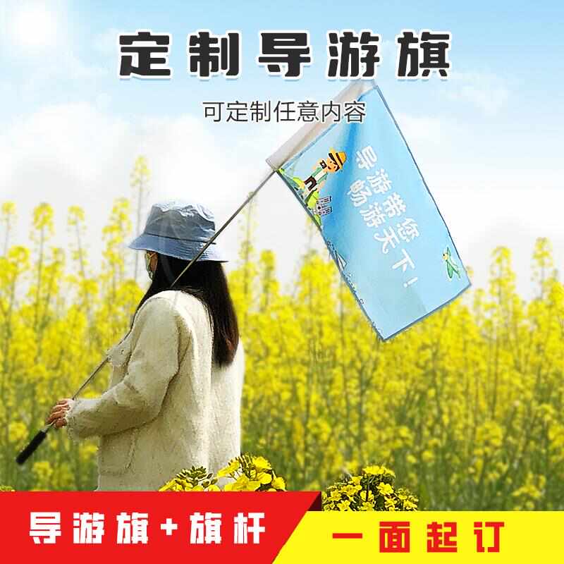 导游旗团旗定制领队旗手拿旗旅游旗手持旗露营旗导游带团旗杆logo
