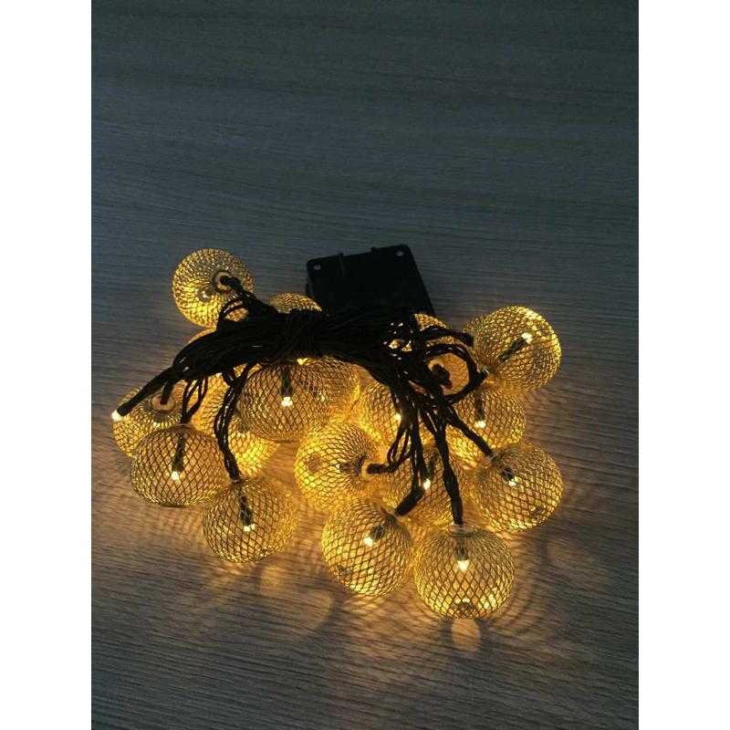 新款太阳能灯串20LED铁艺灯笼户外装饰防水圣诞花园彩灯闪灯