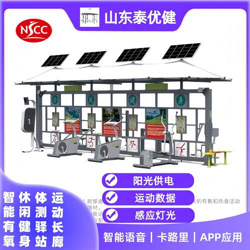 双位智能二代健身训练器材太阳能语音扫脸LCD屏显驿站户外保健
